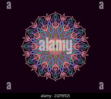 Mandala cercle dégradé, vecteur ethnique Mandala avec ornements tribaux colorés. Isolé. Couleurs vives et élégantes Illustration de Vecteur
