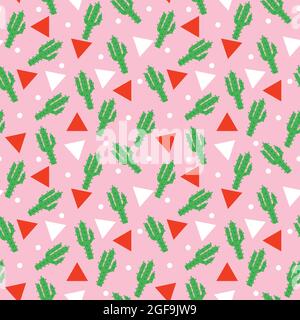 Cactus et triangles vector sans couture motif pour papier peint, textile , surface, mode , arrière-plan,carrelage, papeterie, décoration, ameublement et Illustration de Vecteur