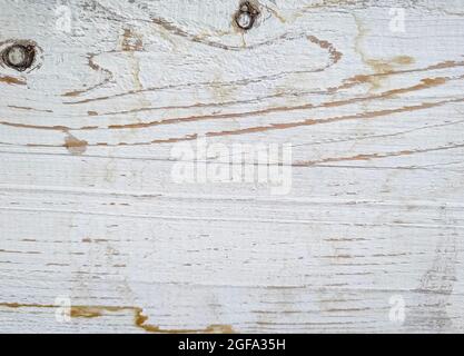 Texture blanche de la planche de bois abîmé. Gros plan Banque D'Images