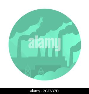 Pipes industrielles fumées. Pollution de l'air et de l'atmosphère. Illustration ronde sur le sujet des problèmes environnementaux. Banque D'Images