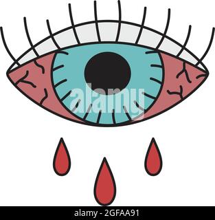 Rouge Bloody pleurs yeux vecteur main dessin Illustration de Vecteur
