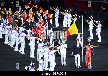 Délégation de la Belgique (bel), 24 AOÛT 2021 : cérémonie d'ouverture des Jeux paralympiques de Tokyo de 2020 au stade olympique de Tokyo, Japon. Credit: Yohei Osada/AFLO SPORT/Alay Live News Banque D'Images