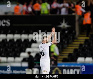 SWANSEA, PAYS DE GALLES - 24 AOÛT 2021 : Brandon Cooper, de Swansea City, pendant le deuxième tour de la Carabao Cup, entre Swansea City et Plymouth Argyle, au Liberty Stadium, mardi 24 août 2021. Crédit : John Smith/Alay Live News Banque D'Images