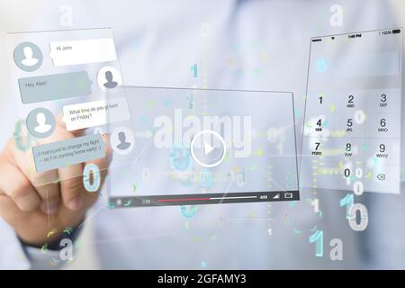 Illustration of Interface web application in hand Banque D'Images