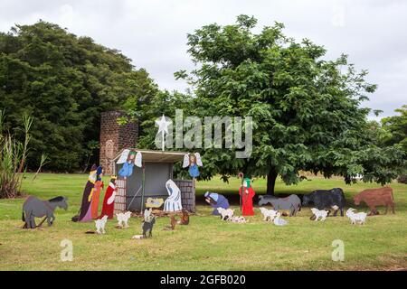 Kauai Island à Hawaï, États-Unis, novembre 2007. Scène de la Nativité pendant Noël sur l'île de Kauai. Banque D'Images