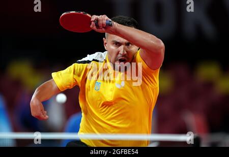 Ivan Mai en action en Ukraine dans la classe des célibataires hommes 9 Groupe B tennis de table au Tokyo Metropolitan Gymnasium le premier jour des Jeux paralympiques de Tokyo 2020 au Japon. Date de la photo: Mercredi 25 août 2021. Banque D'Images