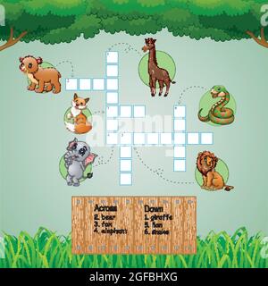 Casse-têtes de mots croisés pour les jeux pour enfants Illustration de Vecteur