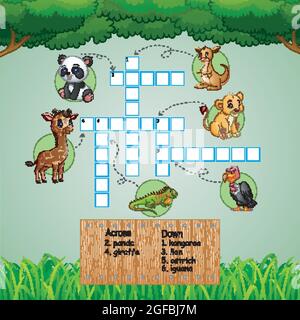 Casse-têtes de mots croisés pour les jeux pour enfants Illustration de Vecteur