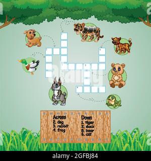 Casse-têtes de mots croisés pour les jeux pour enfants Illustration de Vecteur