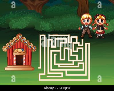 Jeu de labyrinthe de Hansel et Gretel Illustration de Vecteur