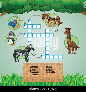 Casse-têtes de mots croisés pour les jeux pour enfants Illustration de Vecteur
