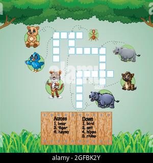 Casse-têtes de mots croisés pour les jeux pour enfants Illustration de Vecteur