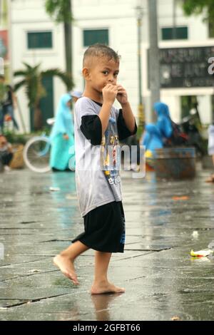 Enfants indonésiens à Kota Tua, Jakarta Banque D'Images