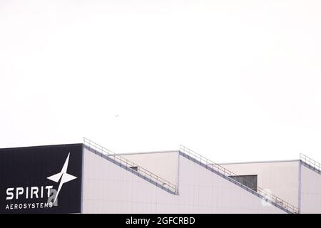 L'usine Spirit Aerosystems, anciennement Short Bombardier, à Belfast, en Irlande du Nord. Banque D'Images