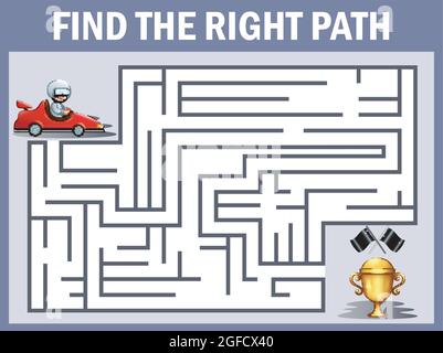 Les jeux de voiture de course de labyrinthe trouvent leur chemin vers le trophée Illustration de Vecteur