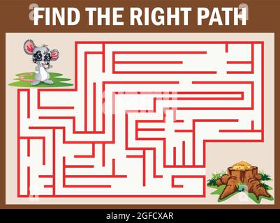 Jeu de labyrinthe trouver une façon de souris au fromage Illustration de Vecteur