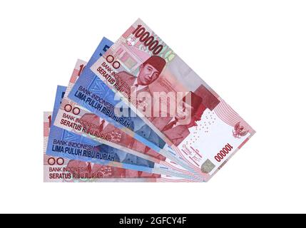 Image 3d de l'indonésien papapapaper monétaire 100000 et 50000 sur fond blanc Banque D'Images