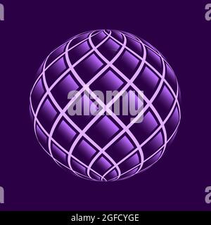 vecteur de cercle sphérique symétrique, fond violet, lignes lisses sur chaque courbe. convient au matériau de conception Illustration de Vecteur