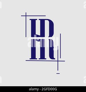 logo nu H et R associé à des illustrations de concepts graphiques de couleur bleue Illustration de Vecteur