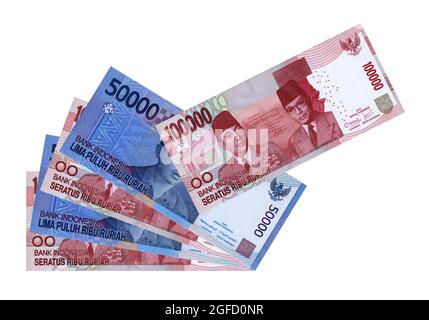 Image 3d de l'indonésien papapapaper monétaire 100000 et 50000 sur fond blanc Banque D'Images
