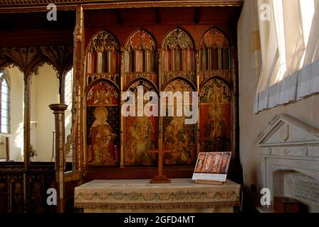 Écran de rood à l'intérieur de l'église St Helen, Ranworth, Norfolk Banque D'Images