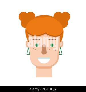 Jolie petite fille à cheveux rouges avec boucles d'oreilles vertes Illustration de Vecteur