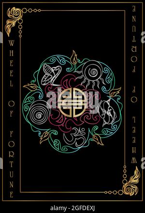 Carte Tarot roue de fortune Illustration de Vecteur