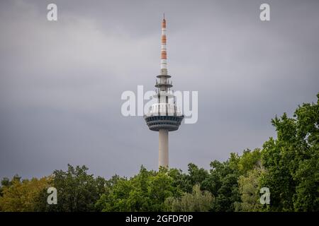 Symbol, Deutschland, Badenwürtemberg, Mannheim, Luisenpark, Août 23. Der Fernmeldeturm / Fernsehturm à Mannheim. Banque D'Images