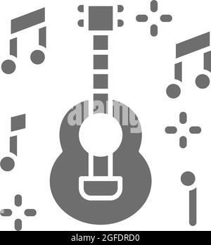 Vector guitare mexicaine, musique, mariachi icône grise. Illustration de symbole et de signe. Isolé sur fond blanc Illustration de Vecteur