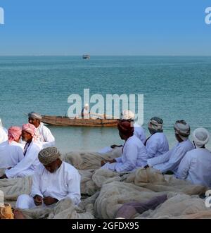 La vie traditionnelle des pêcheurs omanais -OMAN Banque D'Images