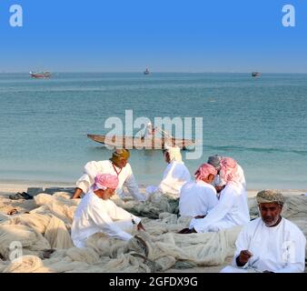 La vie traditionnelle des pêcheurs omanais -OMAN Banque D'Images