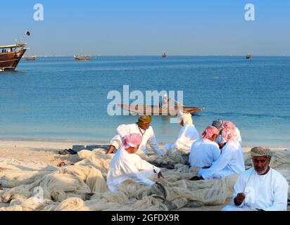 La vie traditionnelle des pêcheurs omanais -OMAN Banque D'Images