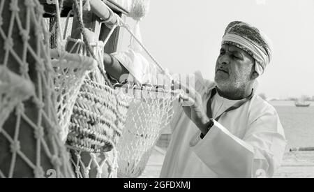 La vie traditionnelle des pêcheurs omanais -OMAN Banque D'Images