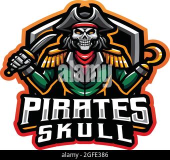 pirates crâne mascotte jeu logo vecteur Illustration de Vecteur