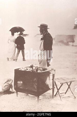 Eugène Atget french ​flâneur - photo ancienne - la vie et le monde du travail - nougat sales - vendeur Banque D'Images