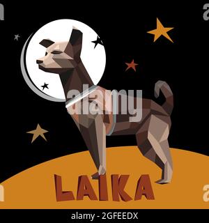 Laika le chien de l'espace dans le style polygonal. Illustration vectorielle Illustration de Vecteur