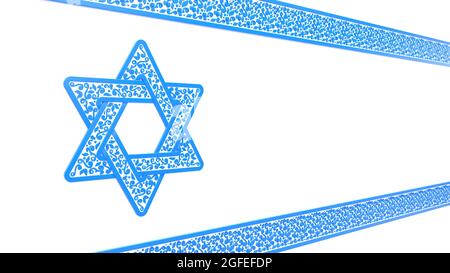 Joli drapeau israélien bleu ornement tissage isolé, objet concept 3D illustration Banque D'Images