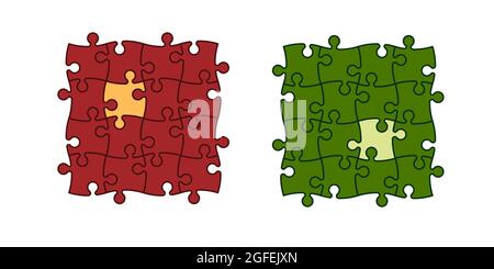 Jeu de pièces de puzzle de différentes couleurs Illustration de Vecteur