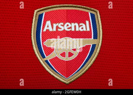 Gros plan du kit Arsenal FC 2020/21. Banque D'Images