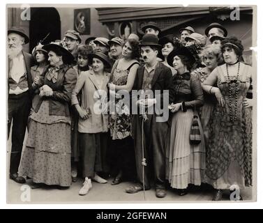 Charlie Chaplin photo, scène d'un film, début des années 1900. Banque D'Images