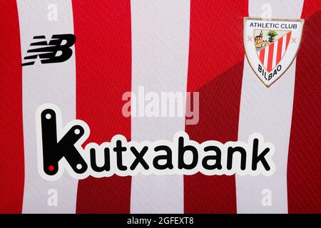 Gros plan du kit Athletic Bilbao 2020/21. Banque D'Images