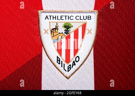 Gros plan du kit Athletic Bilbao 2020/21. Banque D'Images