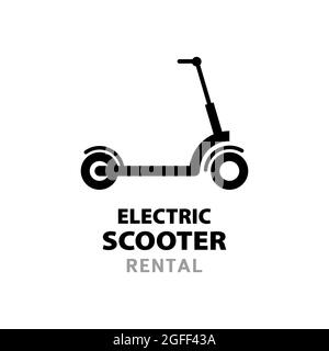 Logo noir Location de scooter électrique.Icône plate sur l'arrière-plan de l'acte Illustration de Vecteur