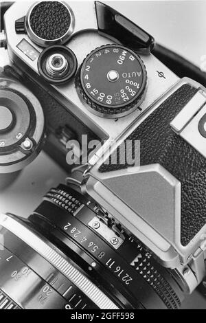 Austin Texas USA, vers 1986: Gros plan de Nikon caméra de film FM. ©Bob Daemmrich Banque D'Images