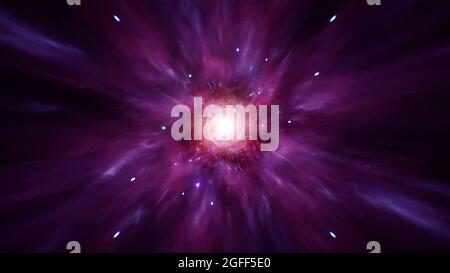 Étoile rose fluo brillante dans l'espace Galaxy Banque D'Images