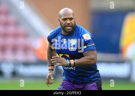 Wigan, Royaume-Uni. 25 août 2021. Robert Lui (6) de Leeds Rhinos pendant l'échauffement du match à Wigan, Royaume-Uni, le 8/25/2021. (Photo de Conor Molloy/News Images/Sipa USA) crédit: SIPA USA/Alay Live News Banque D'Images