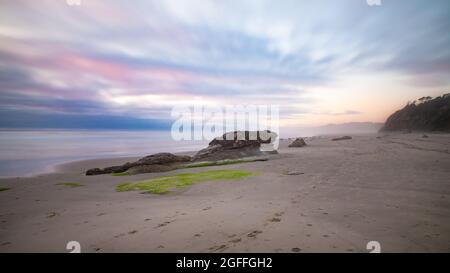 Marée basse à Ona Beach dans le parc national Brian Booth sur la côte de l'Oregon. Banque D'Images