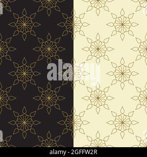 Motif étoile sans couture. Design de surface de luxe élégant et festif. Forme géométrique ligne dorée. Arrière-plan en noir, blanc crème facile Illustration de Vecteur
