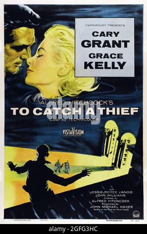 Pour attraper un Thief est un film de thriller romantique américain de 1955 réalisé par Alfred Hitchcock. Avec Cary Grant et Grace Kelly. Banque D'Images