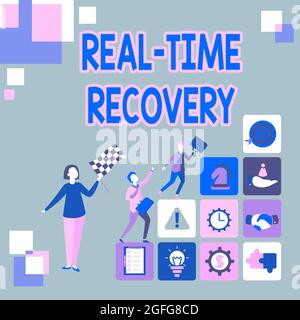 Légende conceptuelle Real Time Recovery. Notion : durée maximale pendant laquelle les données récentes peuvent récupérer la conversion d'images en machines à écrire Banque D'Images